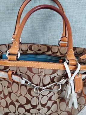 Coach Brown & Tan Signature Canvas Tote with Leather Trim